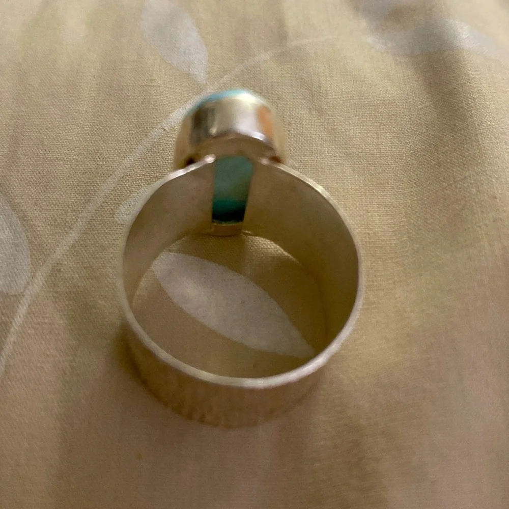 Sterling Silver & Laramar Blue Dolphin Energy Stone Ring Sz 7.5 NWOT‎